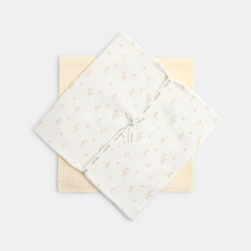 Langes En Gaze De Coton Blanc Bébé Mixte (lot De 2) - Imprimé Beige -  - OBAIBI