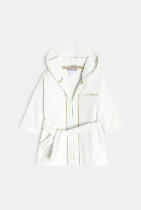 Frottee-Bademantel mit Kapuze weiß Geburt 1