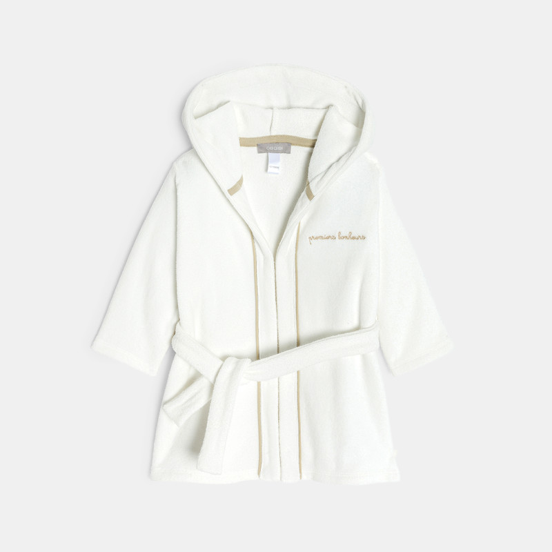 Frottee-Bademantel mit Kapuze weiß Geburt