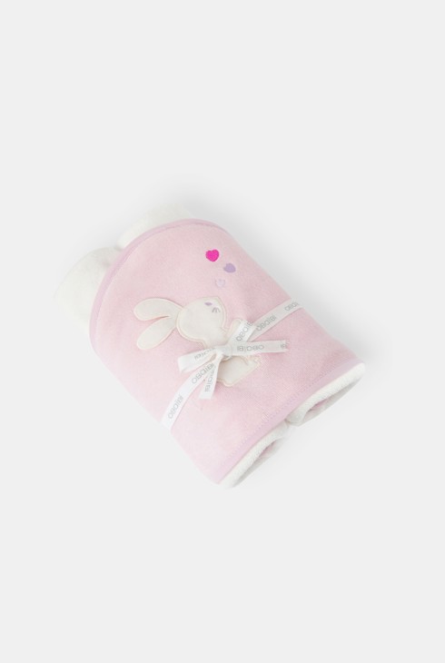 Cape de bain lapin rose bébé fille 1