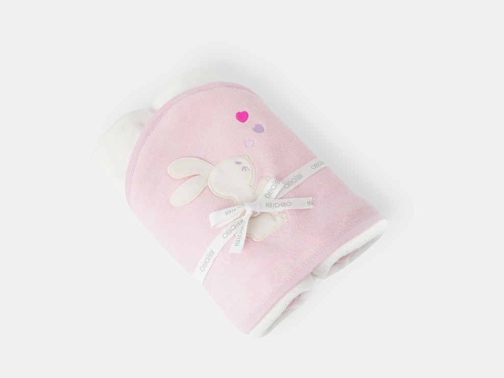 Cape de bain lapin rose bébé fille 1