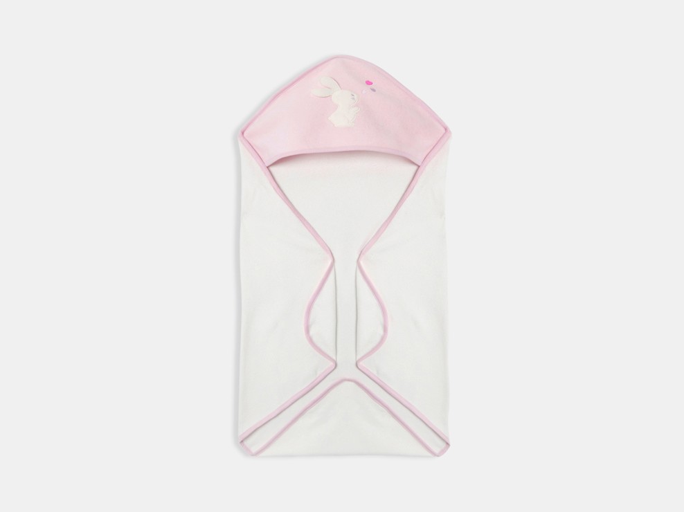Cape de bain lapin rose bébé fille 2