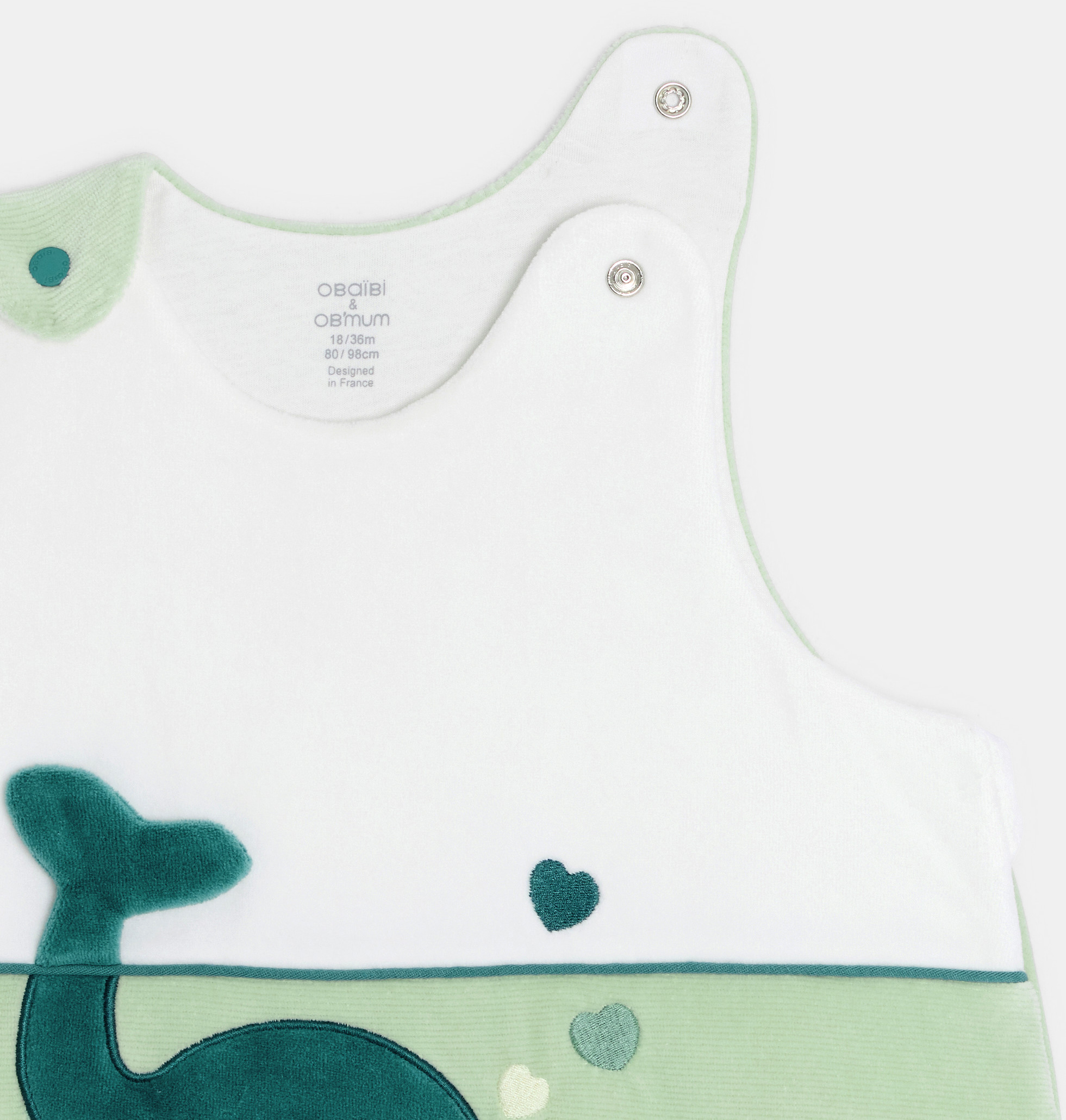 Schlafsack Samt Walfisch grün Kleinkind Junge 2