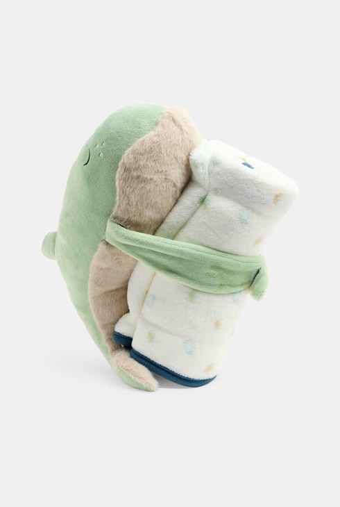 Schmusetuch aus Samt und Fleecedecke Delfin grün Kleinkind Geburt 1