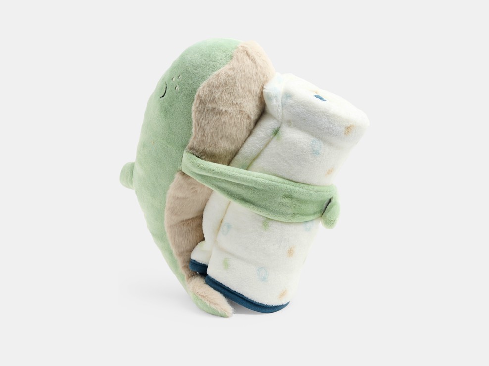 Schmusetuch aus Samt und Fleecedecke Delfin grün Kleinkind Geburt 1