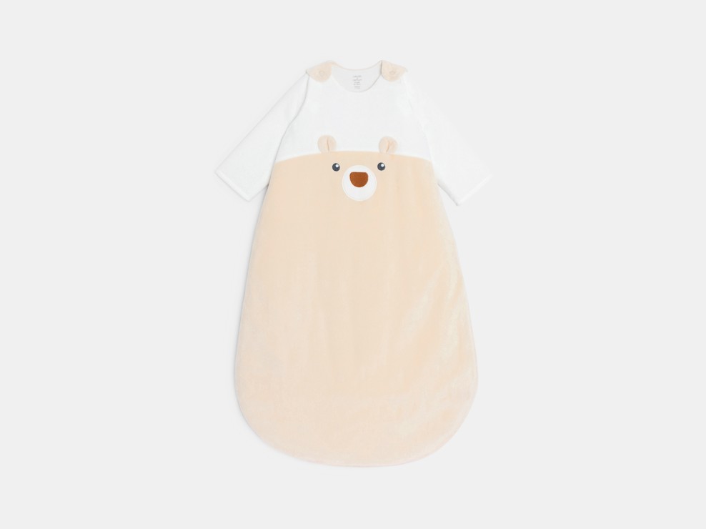 Schlafsack aus Velours mit abnehmbaren Ärmeln beige Kleinkind Mädchen 1