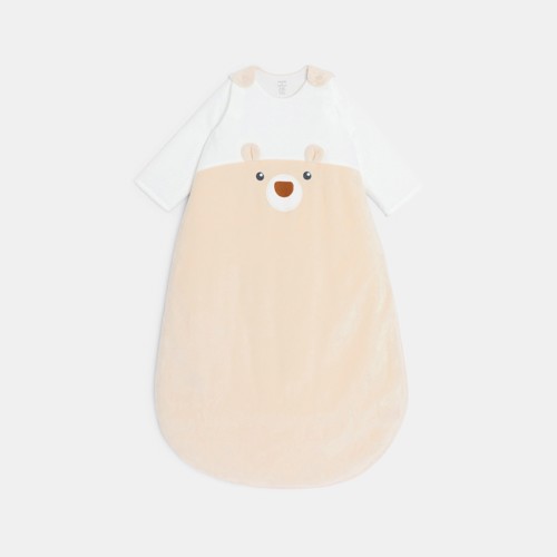 Gigoteuse Velours Manches Amovibles Beige Bébé Fille - Beige - 0/3M - OBAIBI