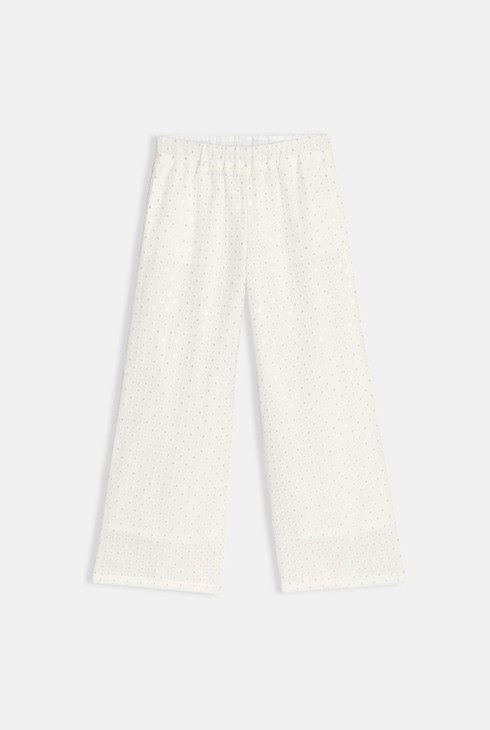 Pantalon large à sequins blanc fille 1