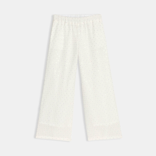 Pantalon Large À Sequins Blanc Fille - Blanc - 12A - OKAIDI