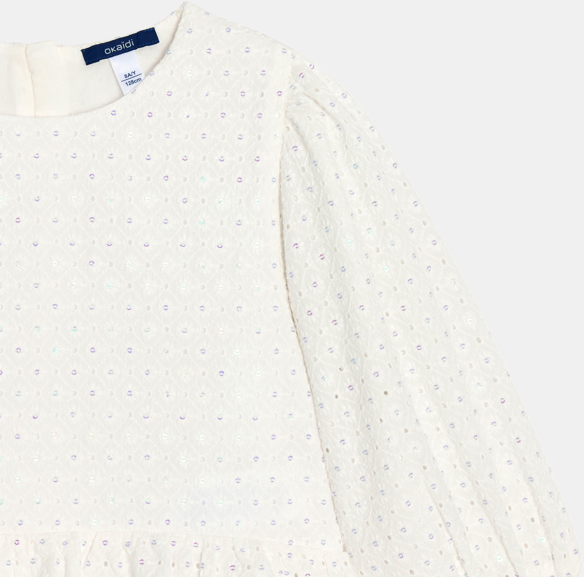 Blouse volantée à sequins blanc fille 2