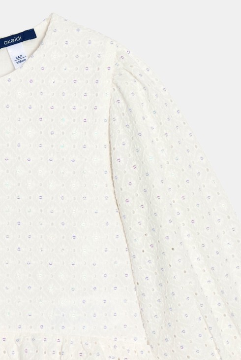 Blouse volantée à sequins blanc fille 2
