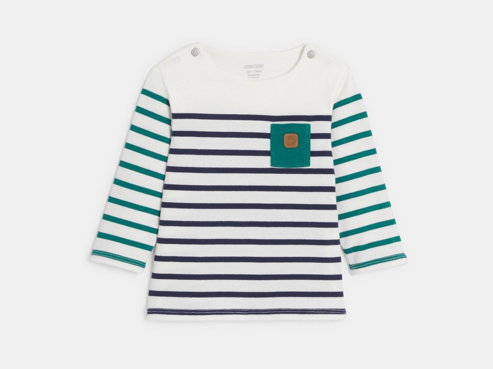 T-shirt manches longues rayé vert bébé garçon 2