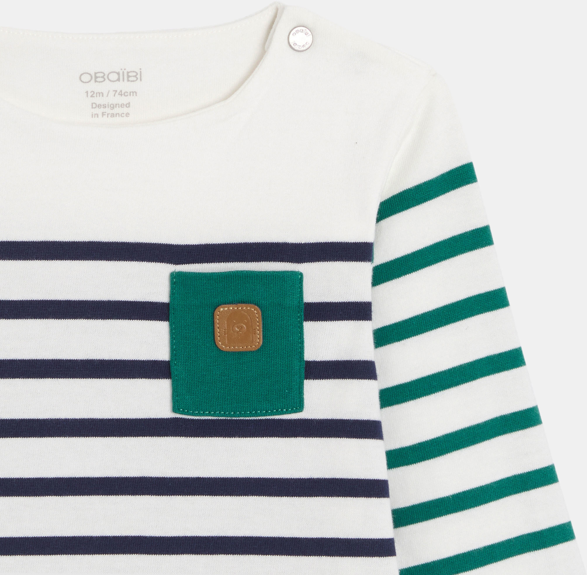 Langarm-T-Shirt grün gestreift Kleinkind Junge 2