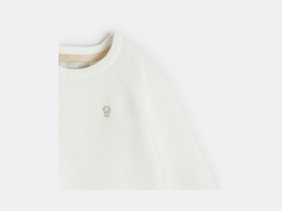 Pullover mit Armstrick weiß Geburt 2