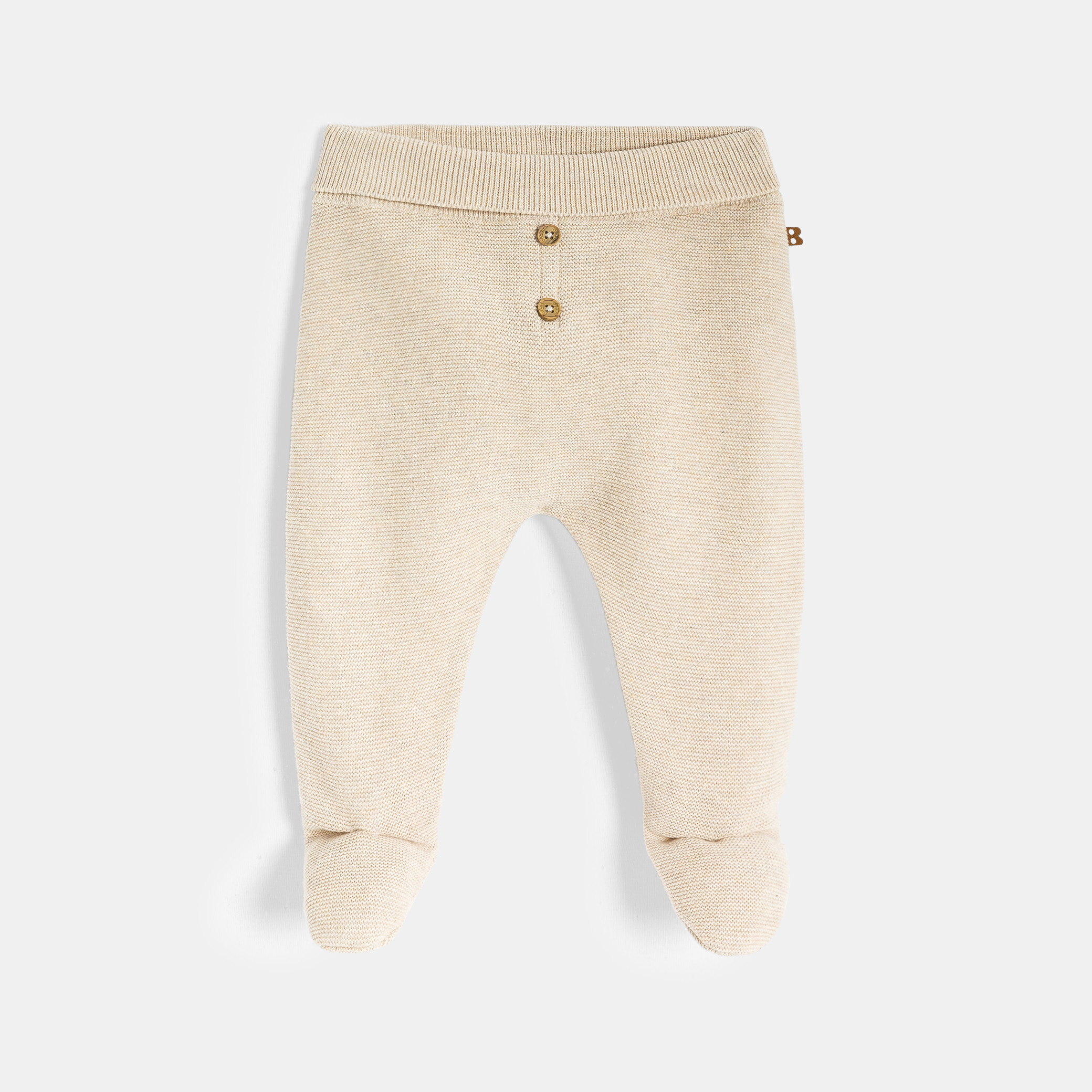 Pantalon à pieds en maille tricot blanc bébé mixte naissance - Ficelle