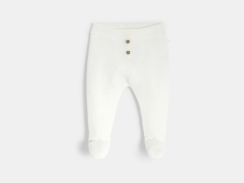 Strickhose mit Füßen weiß Kleinkind Mädchen Jungen Geburt 1