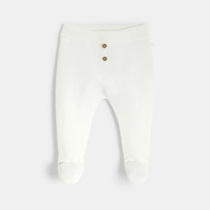 Pantalon à pieds en maille tricot blanc bébé mixte naissance