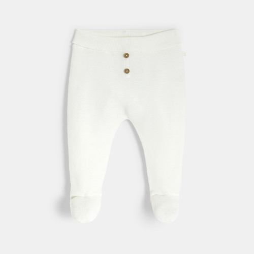 Pantalon À Pieds En Maille Tricot Blanc Bébé Mixte Naissance - Blanc Écru - 6M - OBAIBI