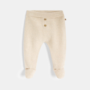Pantalon à pieds en maille tricot beige bébé mixte naissance