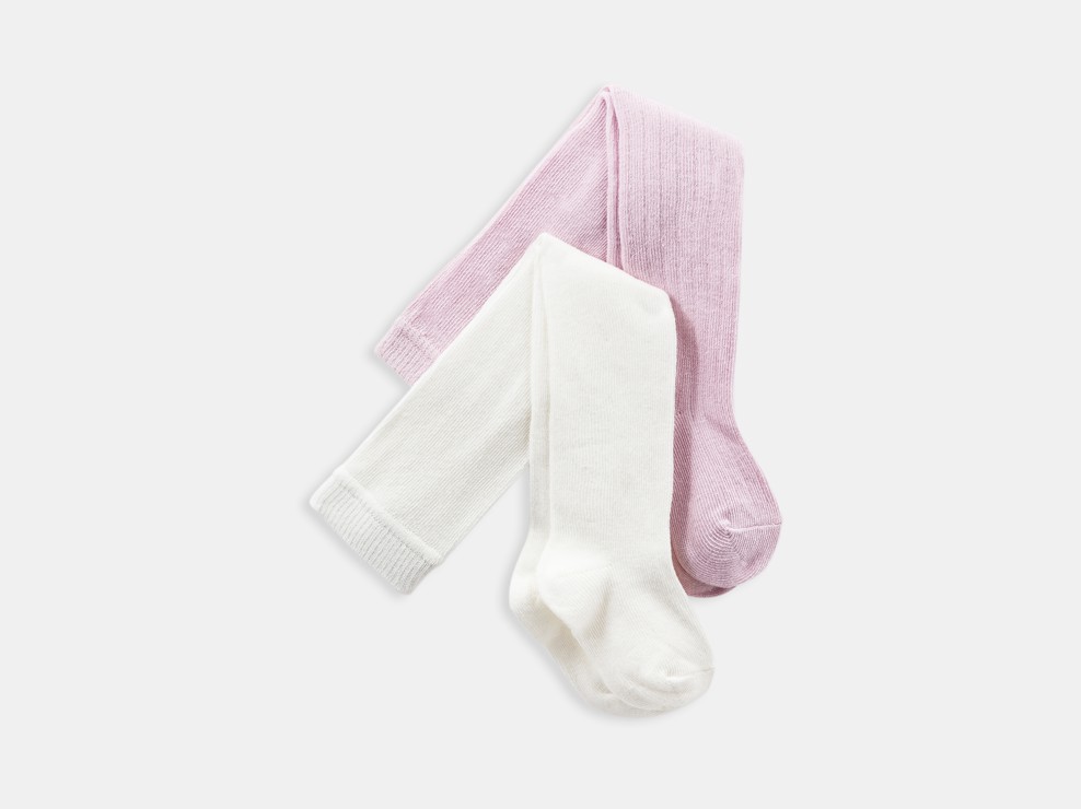 Strumpfhosen warm einfarbig rosa Kleinkind Mädchen (2er-Pack) 1