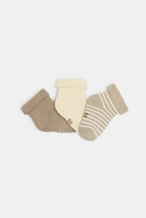 Chaussettes chaudes bébé naissance marron (lot de 3) 1