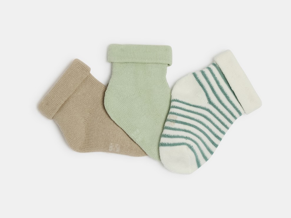 Chaussettes chaudes bébé naissance vert (lot de 3) 1