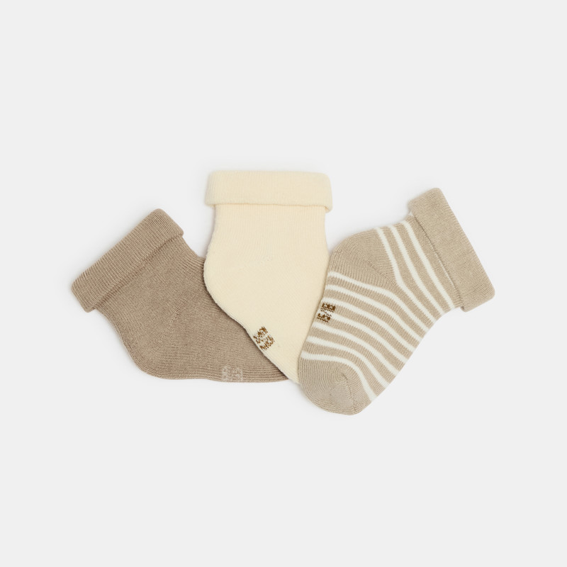 Warme Baby-Socken in Braun zur Geburt (3er-Pack)