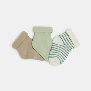 Chaussettes chaudes bébé naissance vert (lot de 3)