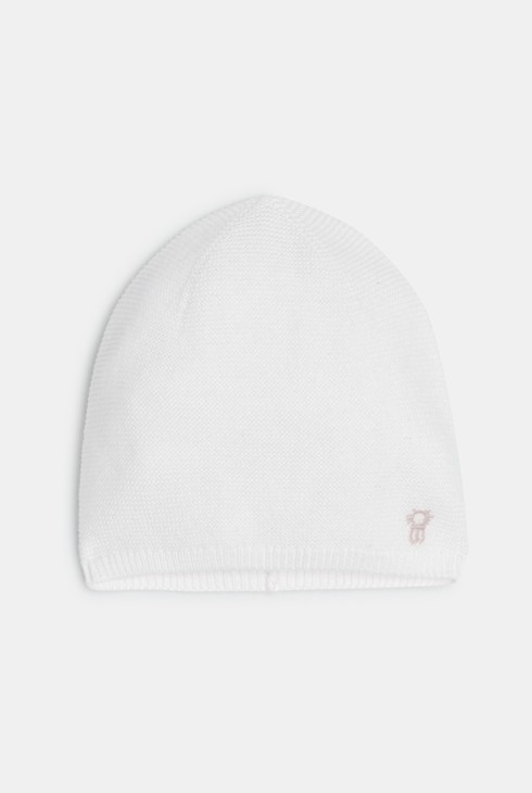 Mütze Rippstrick weiß Neugeborene 1