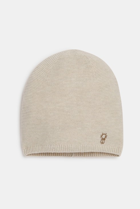 Mütze Rippstrick beige Geburt 1