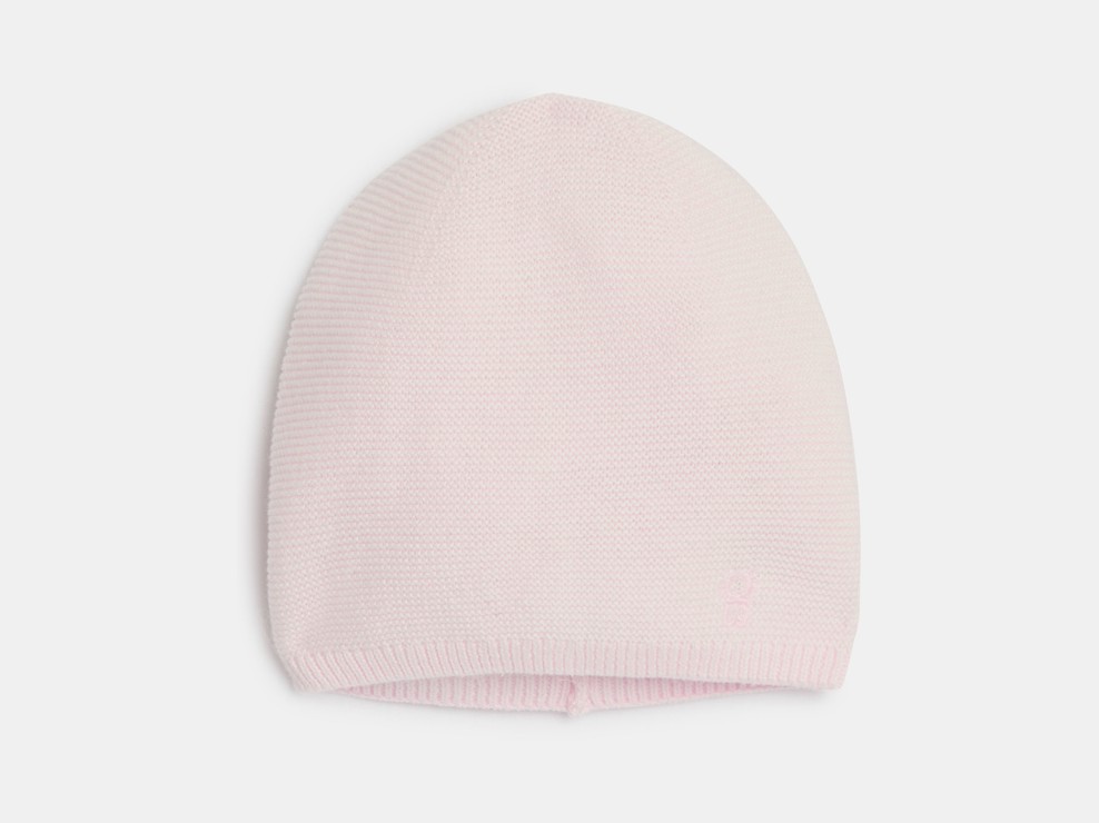 Gorro de punto de canalé rosa recién nacido 1