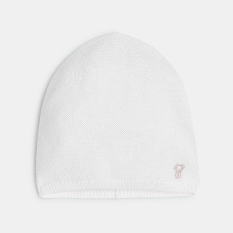 Mütze aus Rippstrick weiß Geburt