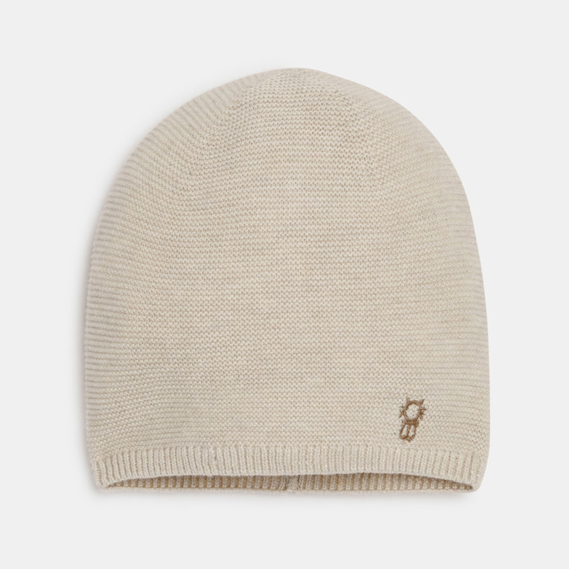 Mütze aus Rippstrick beige Geburt