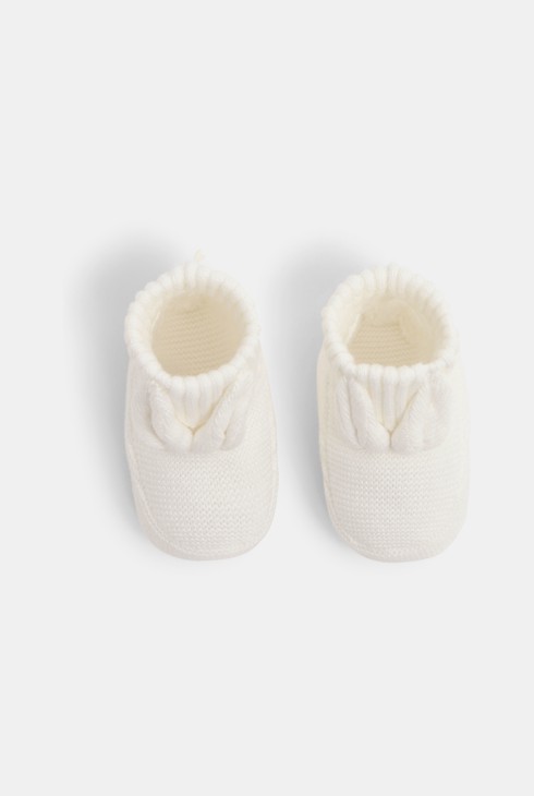 Strick-Hausschuhe Kaninchen weiß Geburt 2