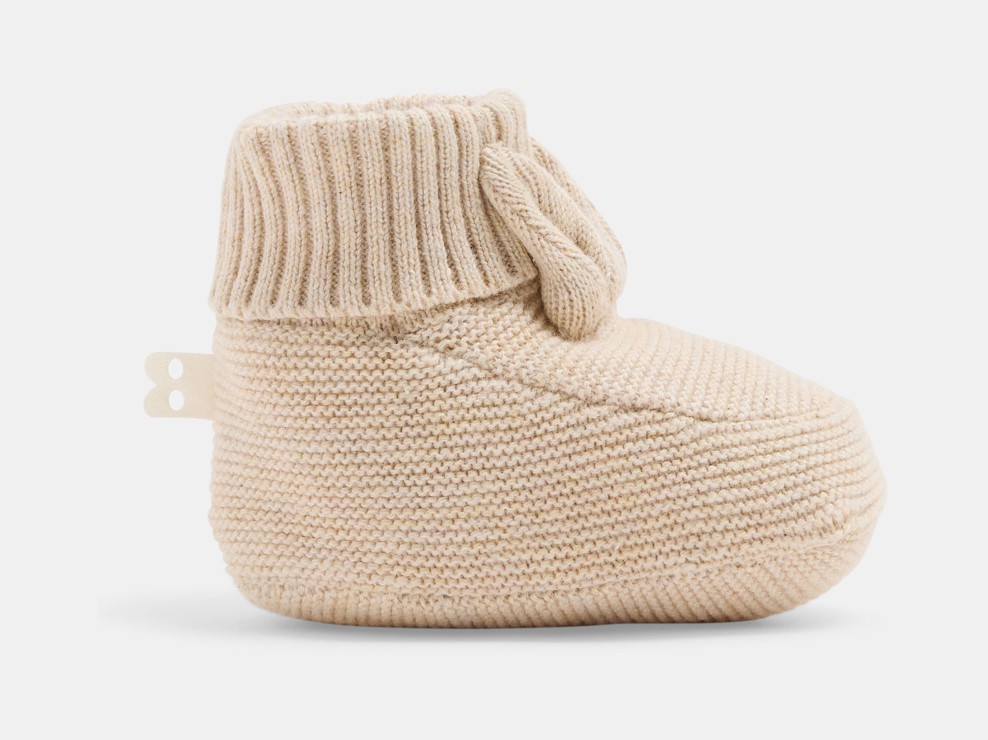 Babyschuhe gestrickt Kaninchen beige Geburt 1