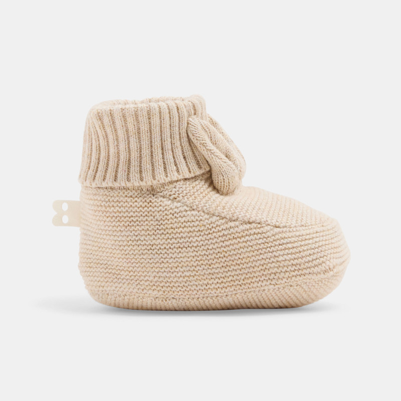 Babyschuhe gestrickt Kaninchen beige Geburt