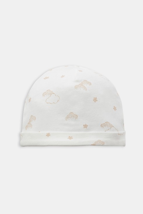 Mütze Baumwolle weiß Wolkenmotiv Kleinkind Geburt 1