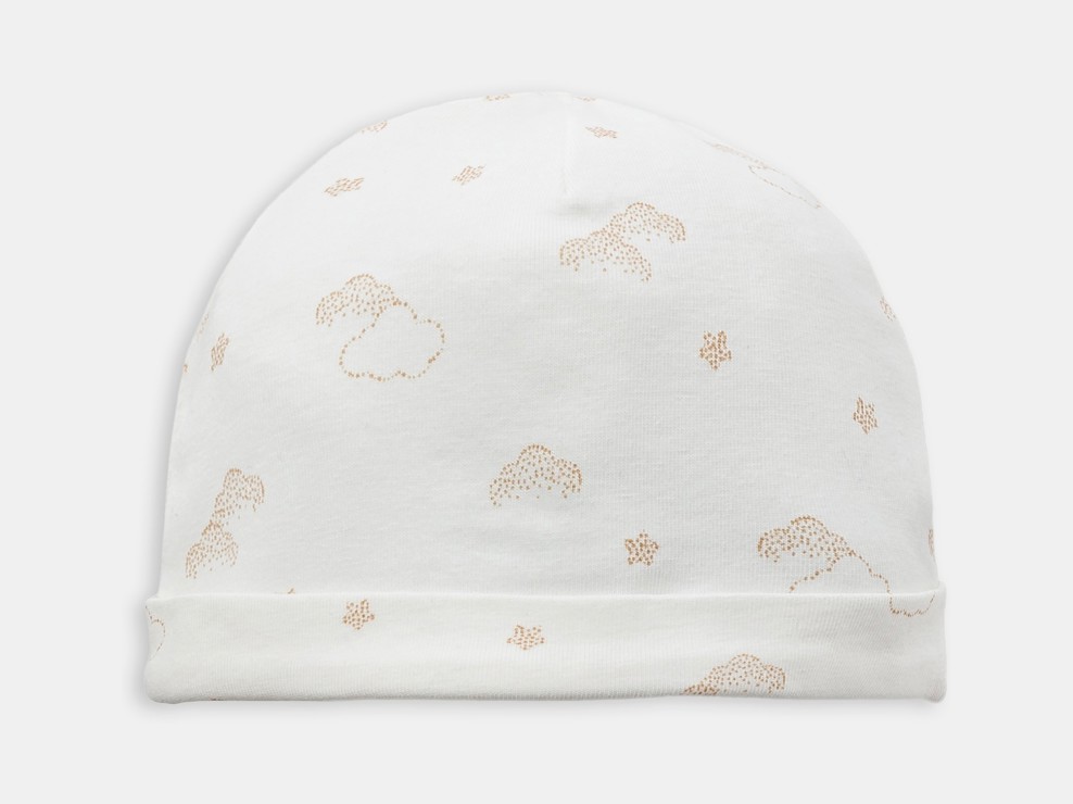 Bonnet en coton blanc imprimé nuage bébé naissance 1