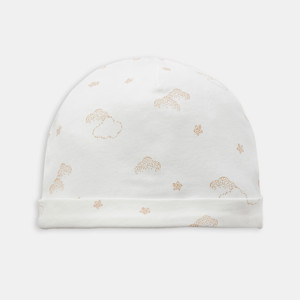 Bonnet en coton blanc imprimé nuage bébé naissance