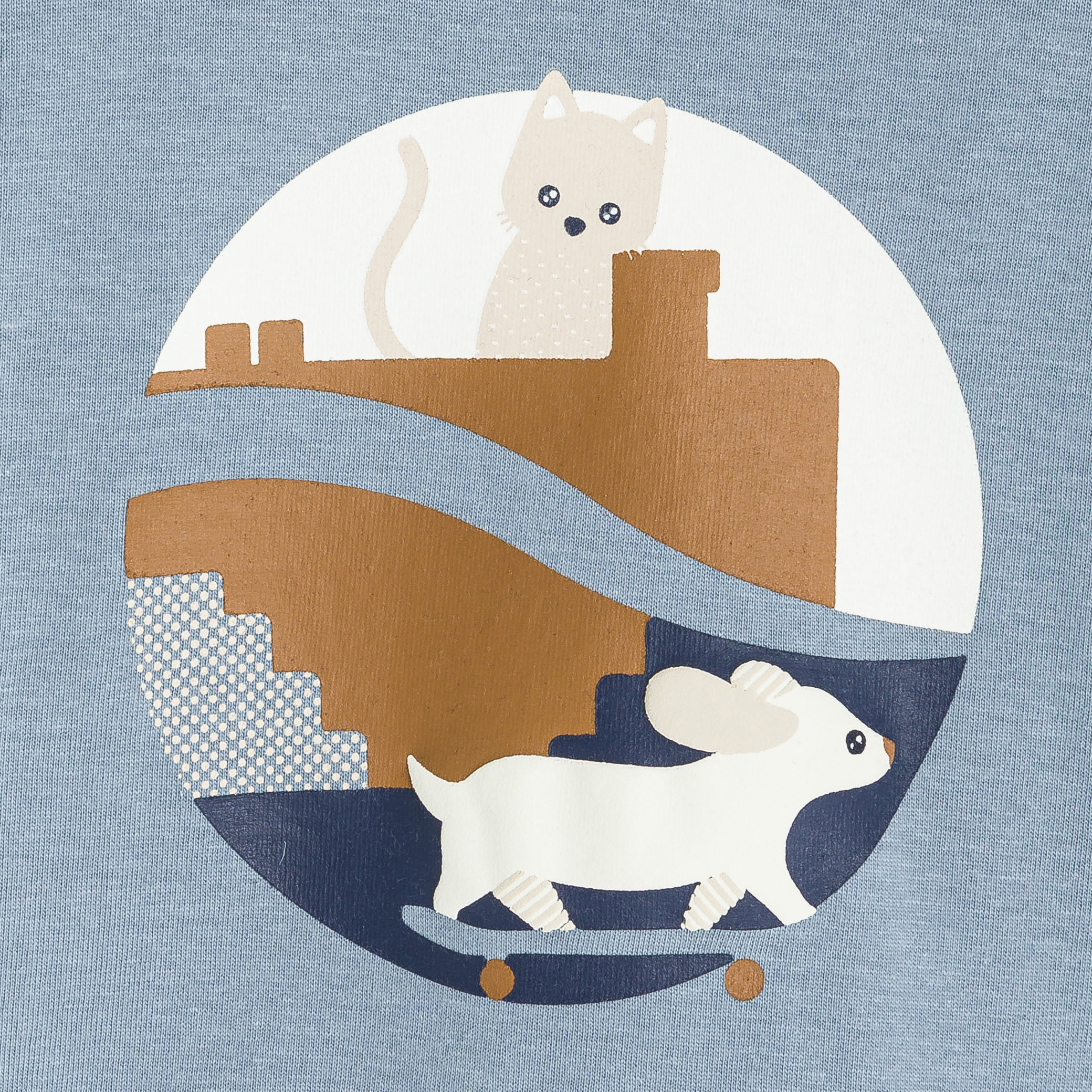 T-shirt animaux gris bébé garçon - Bleu horizon