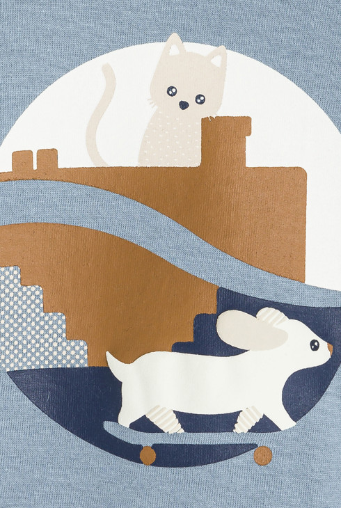 T-Shirt blau lange Ärmel Tiermotiv Kleinkind Junge 2