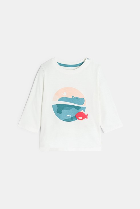 T-Shirt weiß lange Ärmel Walfischmotiv Kleinkind junge 1