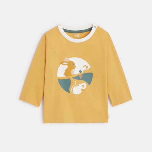 T-shirt Animaux Jaune Bébé Garçon - Jaune Miel - 3M - OBAIBI