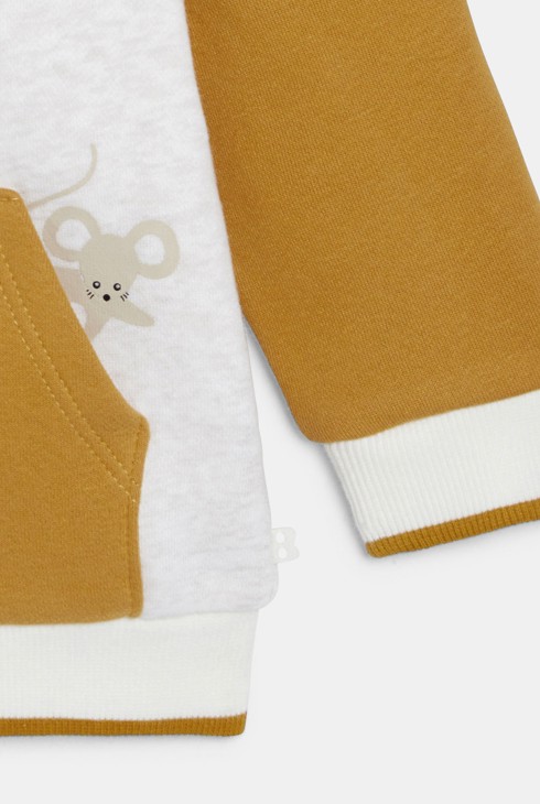 Gelbes Molton-Sweatshirt mit Reißverschluss und Kapuze, Baby, Jungen 2
