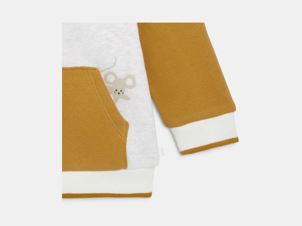 Gelbes Molton-Sweatshirt mit Reißverschluss und Kapuze, Baby, Jungen 2