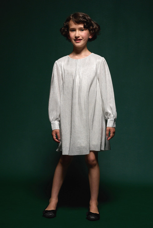 Langarm-Kleid silberfarben Mädchen 1