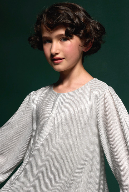 Abito argentato a maniche lunghe per bambina 2