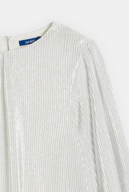 Robe manches longues argentée Fille