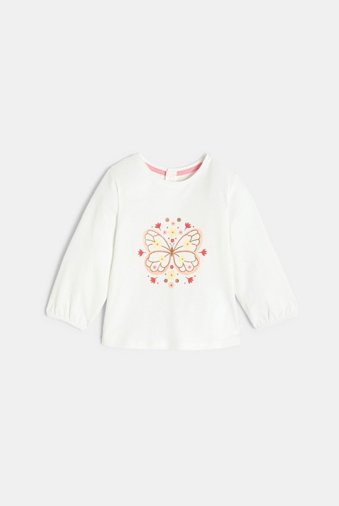 T-Shirt weiß lange Ärmel mit Tiermotiv Kleinkind Mädchen 1