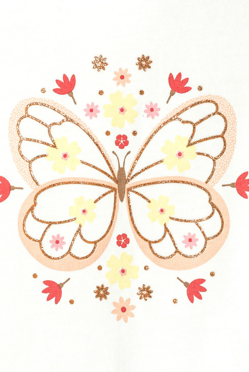 T-Shirt weiß lange Ärmel mit Tiermotiv Kleinkind Mädchen 2